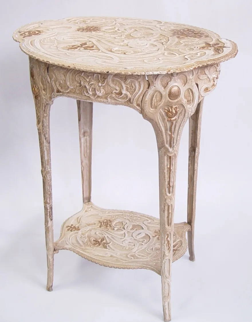 Barock Beistelltisch aus Schmiedeeisen - 46,5 cm x 36 cm x H 60,5 cm - Vintage Nostalgie