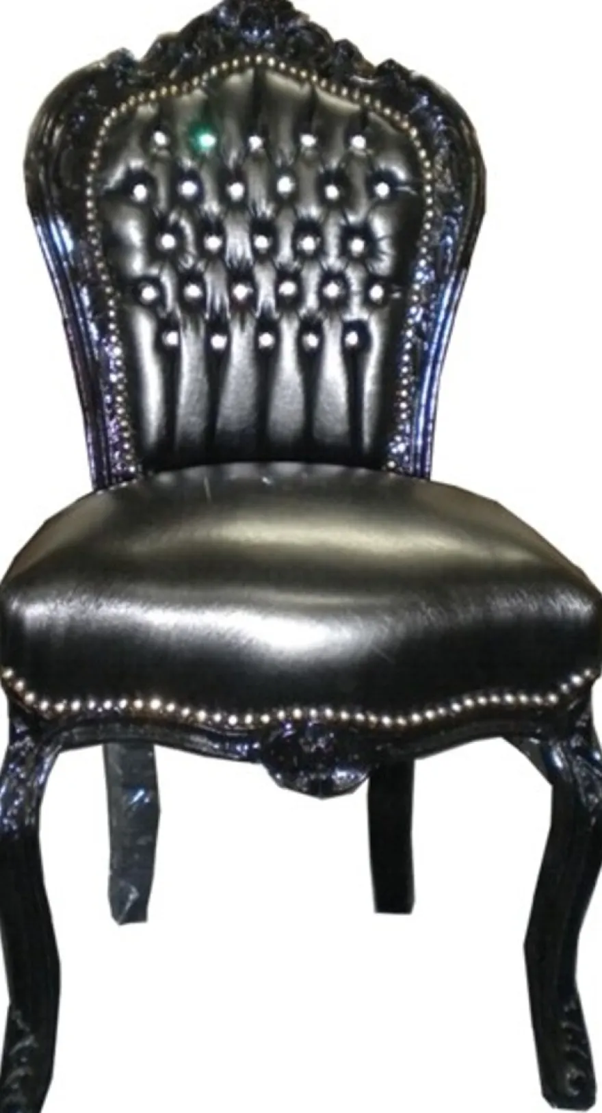 Barock Esszimmer Stuhl Schwarz / Schwarz Lederoptik Bling Bling