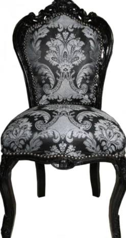 Barock Esszimmer Stuhl Schwarz Muster / Schwarz