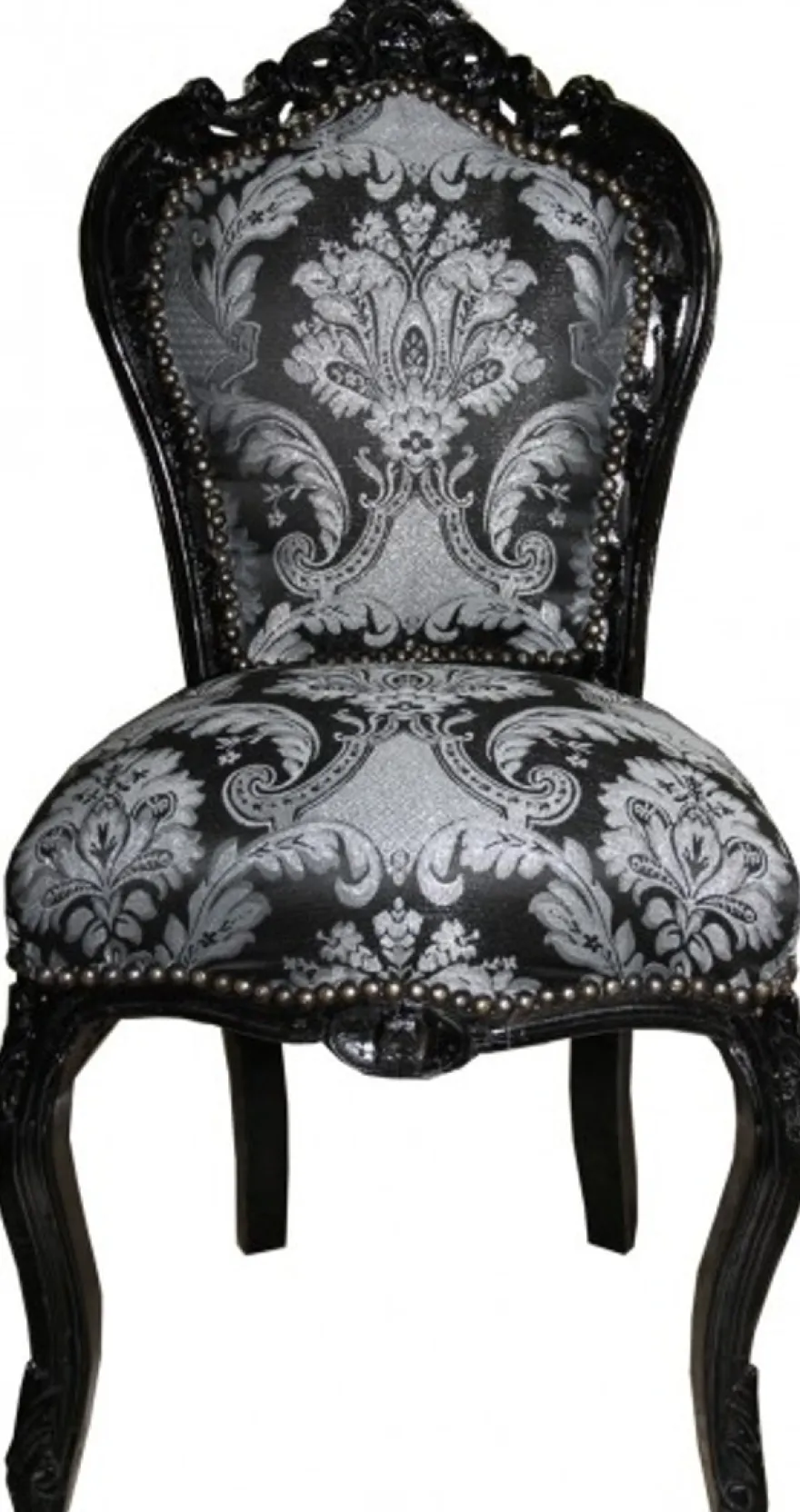 Barock Esszimmer Stuhl Schwarz Muster / Schwarz