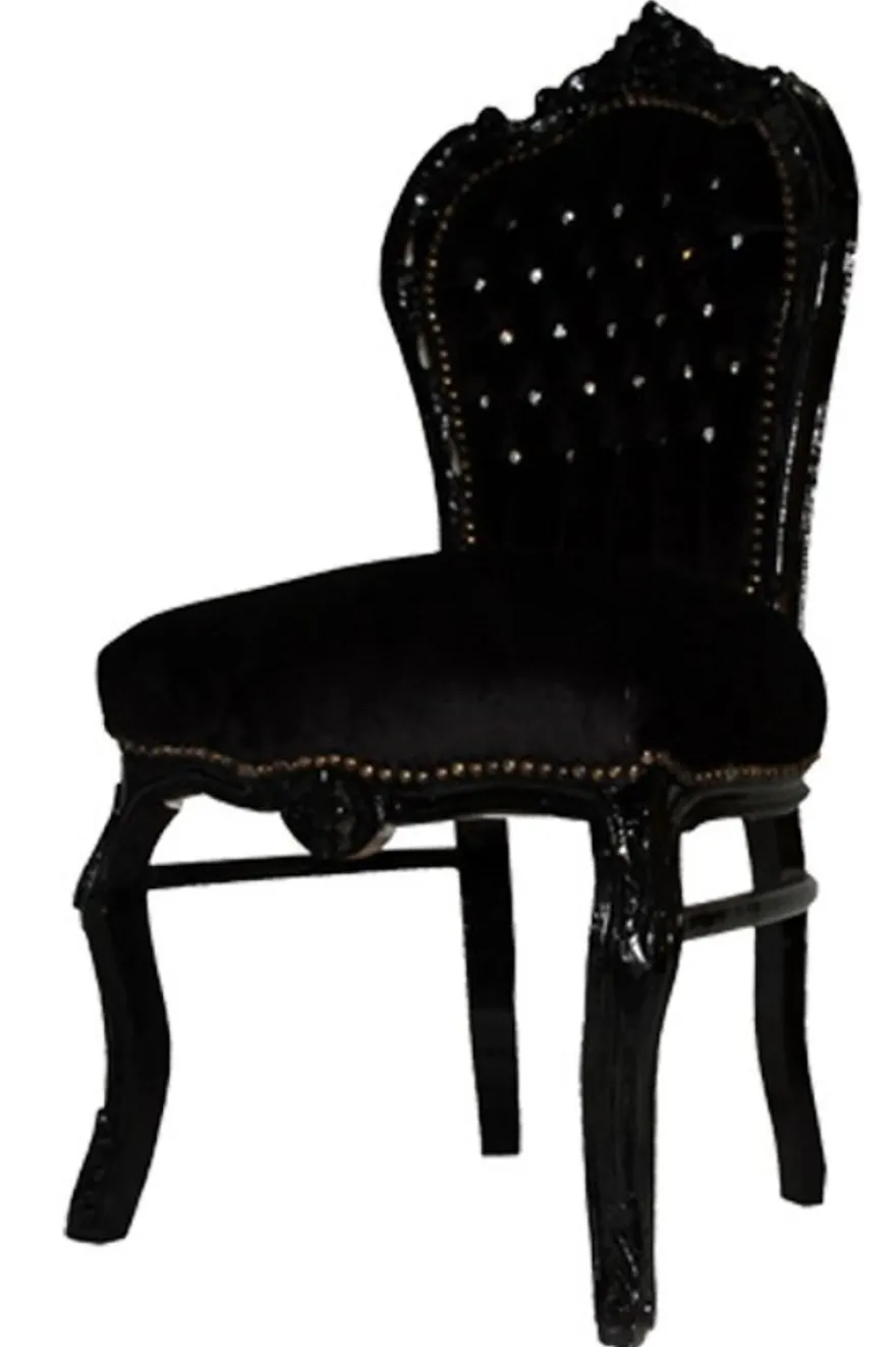 Barock Esszimmer Stuhl Schwarz / Schwarz Bling Bling