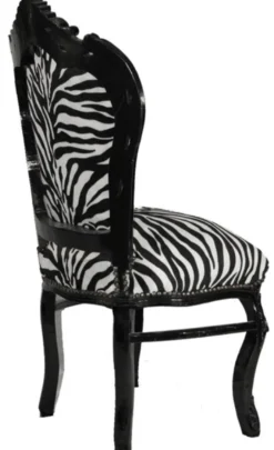 Barock Esszimmer Stuhl Zebra / Schwarz