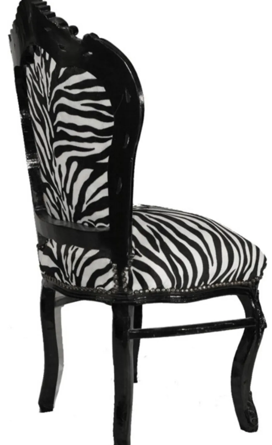 Barock Esszimmer Stuhl Zebra / Schwarz