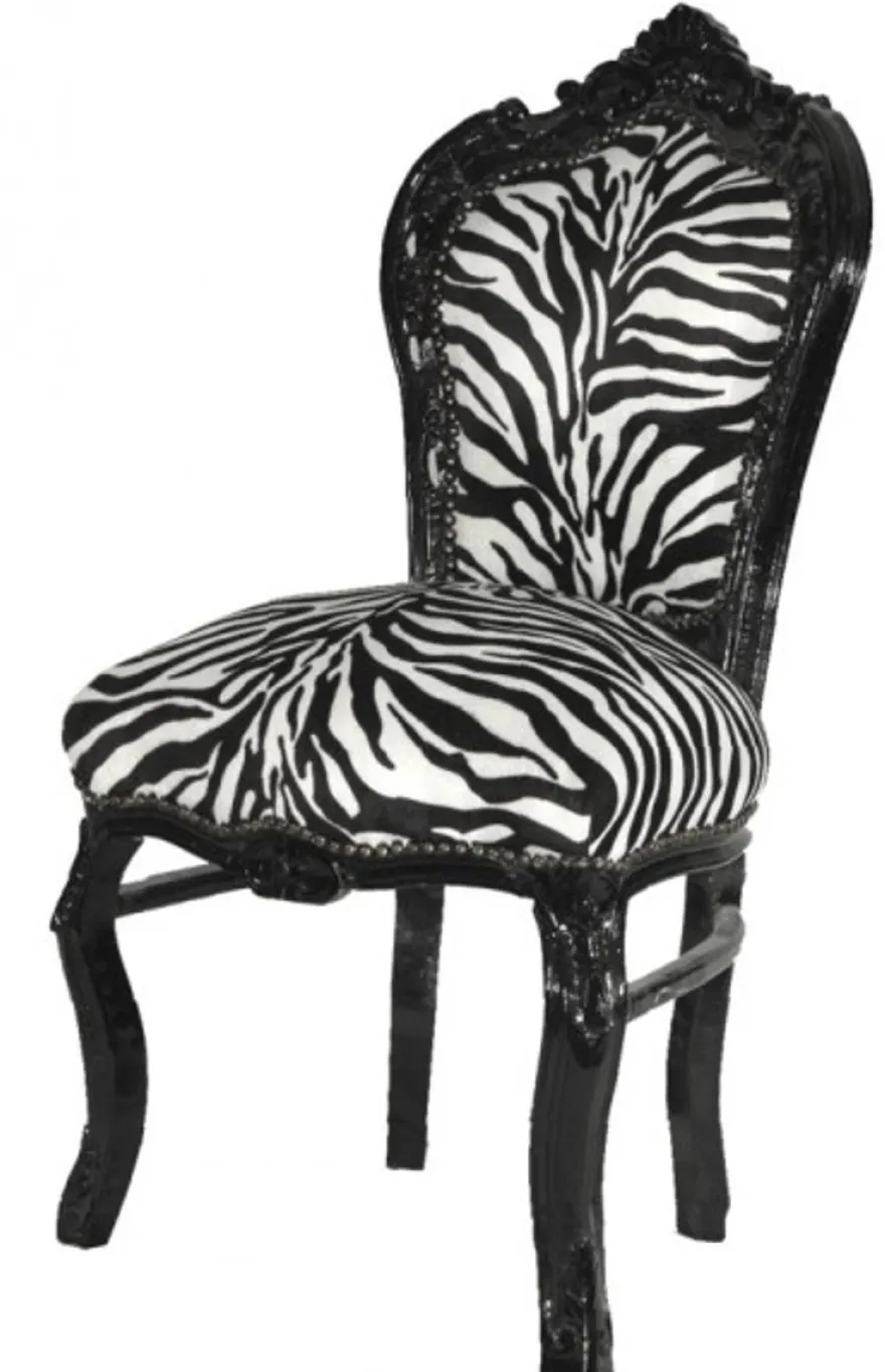 Barock Esszimmer Stuhl Zebra / Schwarz