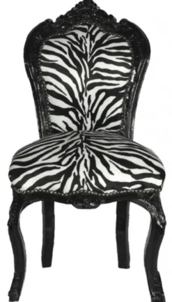 Barock Esszimmer Stuhl Zebra / Schwarz