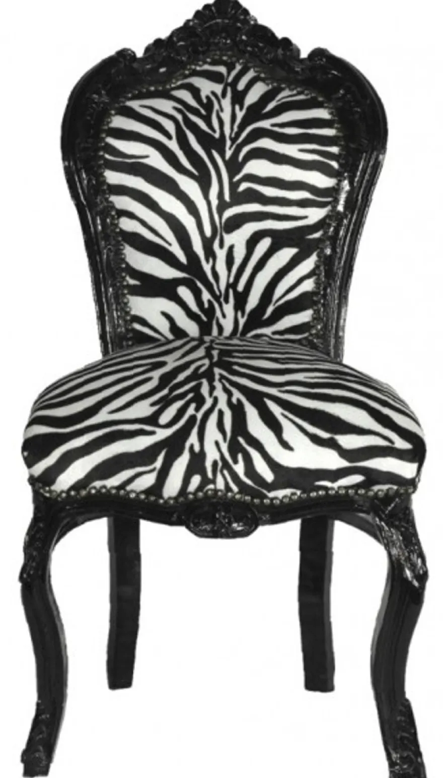 Barock Esszimmer Stuhl Zebra / Schwarz