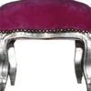 Barock Fußhocker Lila / Silber