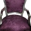 Barock Salon Stuhl Lila Muster / Silber - Antik Stil Möbel