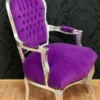 Barock Salon Stuhl Lila / Silber