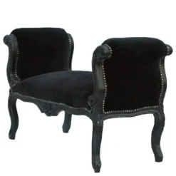 Barock Schemel Hocker Schwarz / Schwarz - Sitzbank