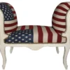 Barock Schemel Hocker USA Design / Creme - Sitzbank USA Flagge