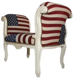 Barock Schemel Hocker USA Design / Creme - Sitzbank USA Flagge
