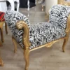 Barock Schemel Hocker Zebra / Gold - Sitzbank
