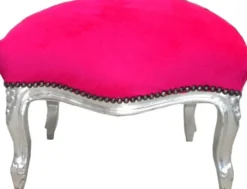 Barock Sitzhocker Pink / Silber Medium