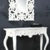 Barock Wandspiegel Weiss Antik, Höhe 76 cm, Breite 76 cm, Edel & Prunkvoll