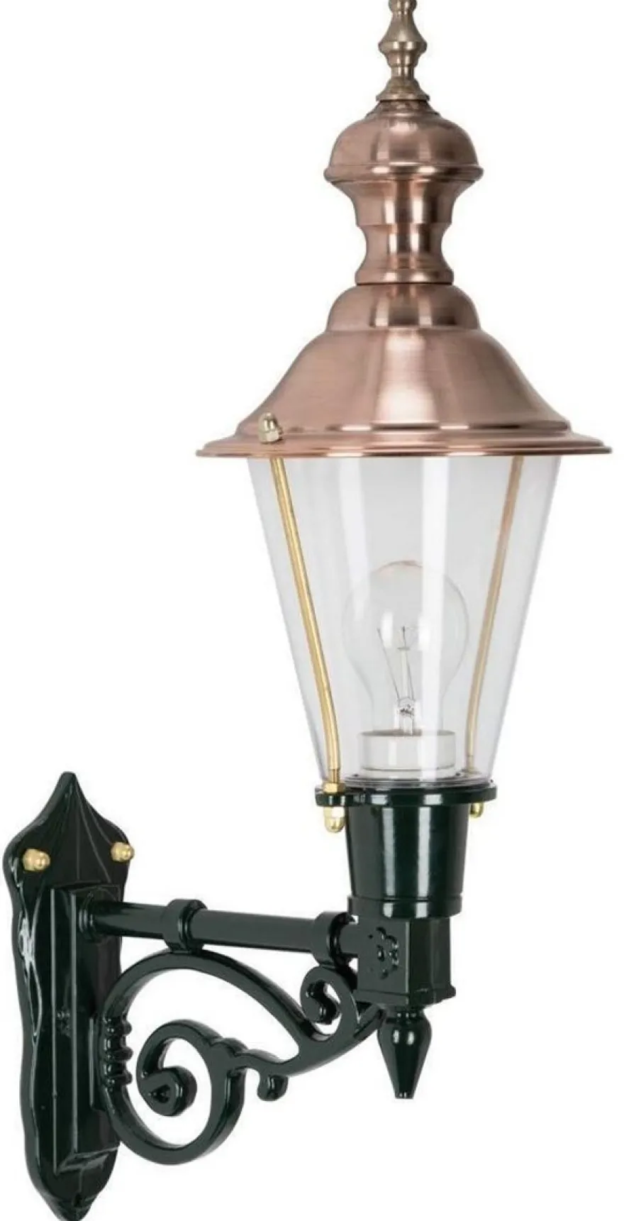 Casa Padrino Aluminium Außenwandleuchte Außenlaterne Schwarz / Kupfer 19 x 32,5 x H. 56 cm - Handgefertigte Nostalgische Garten Terassen Balkon Leuchte