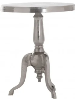 Casa Padrino Aluminium Beistelltisch Massiv Barock Stil Silber H 63 x 51 cm