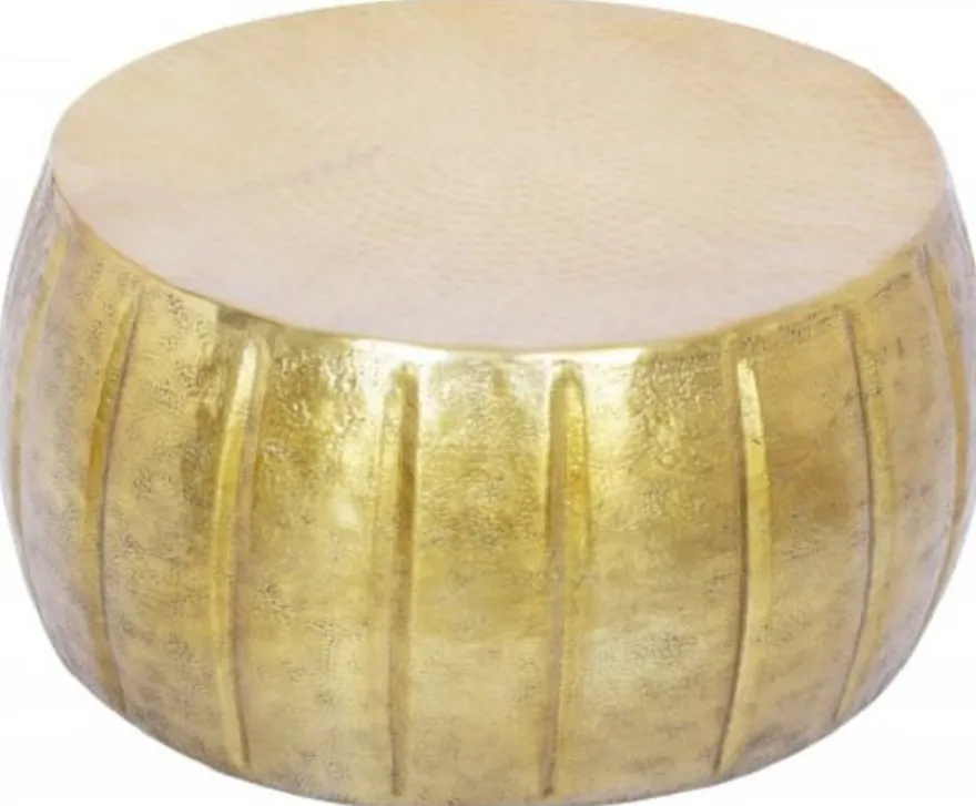 Casa Padrino Aluminium Couchtisch Gold Ø 65 x H. 31 cm - Runder Wohnzimmertisch im orientalischen Stil - Wohnzimmer Möbel