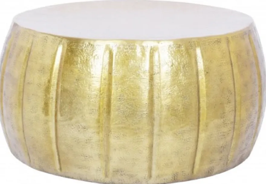 Casa Padrino Aluminium Couchtisch Gold Ø 65 x H. 31 cm - Runder Wohnzimmertisch im orientalischen Stil - Wohnzimmer Möbel