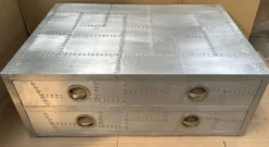 Casa Padrino Aluminium Flugzeug Flieger Couchtisch Silber 120 cm - Aluminium Flugzeug Flieger Möbel