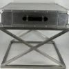 Casa Padrino Aluminium Flugzeug Flieger Nachttisch mit Schublade Silber / Schwarz