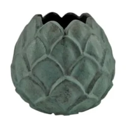 Casa Padrino Aluminium Vase Mintgrün Ø 16 x H. 13 cm - Dekorative Blumenvase im Ananas Design