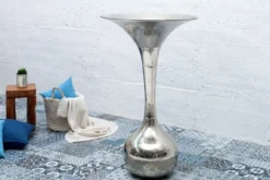 Casa Padrino Antik Stil Barock Blumenvase Raw Aluminium 90cm - Pflanzentopf - Hotel Dekoration - Blumengefäss Standvase