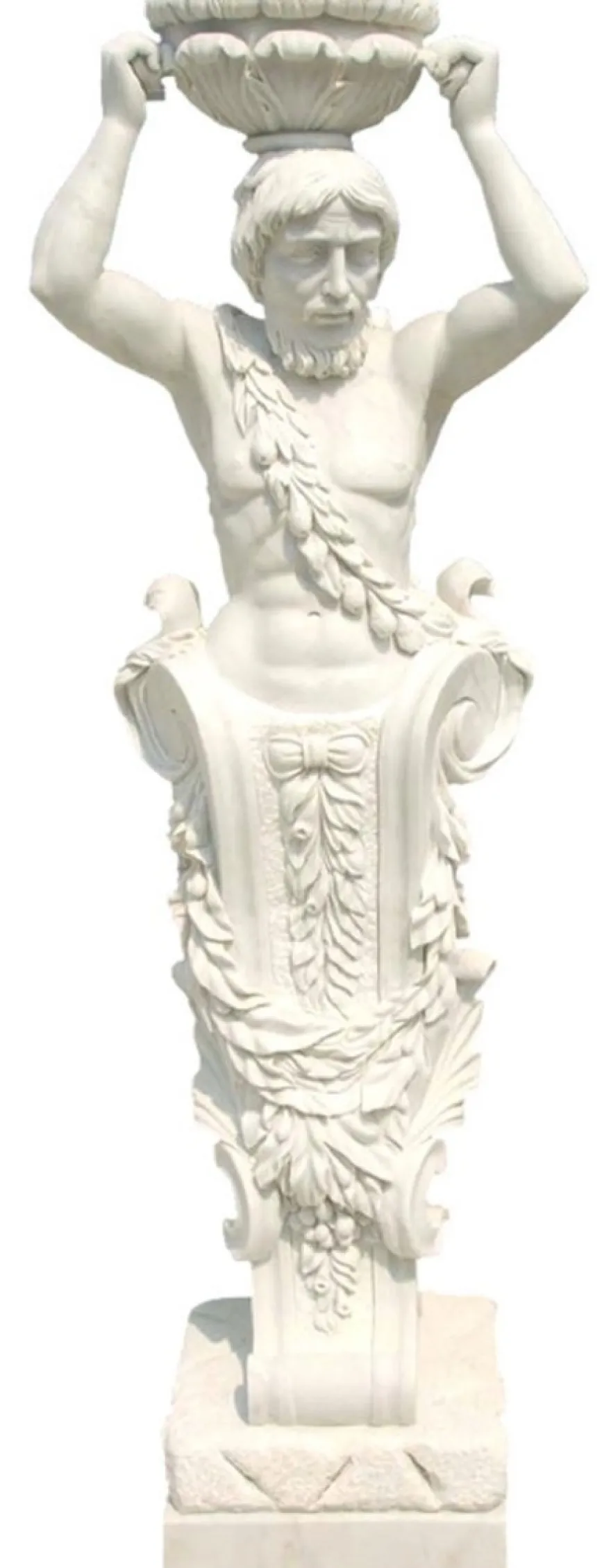 Casa Padrino Antik Stil Marmor Skulptur Mann mit Blumentopf Weiß H. 180 cm