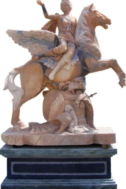 Casa Padrino Antik Stil Marmor Skulptur Linke Seite Beige / Blau H. 260 cm - Riesige Garten Figur