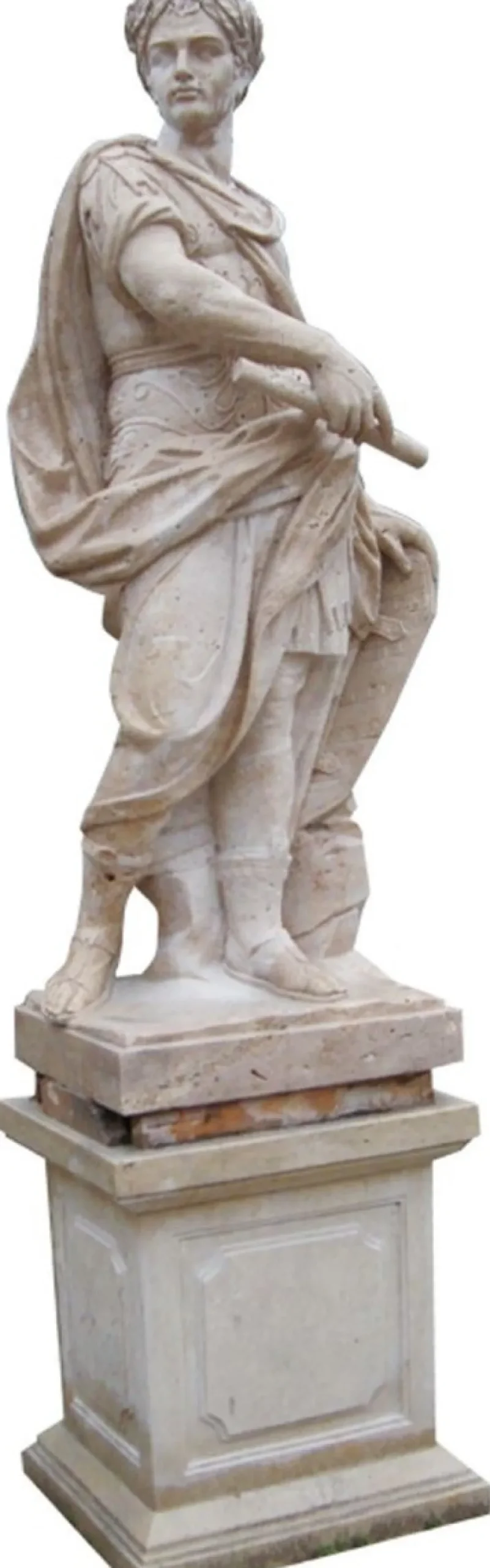 Casa Padrino Antik Stil Marmor Skulptur Römer auf Säule rechte Seite Beige H. 280 cm