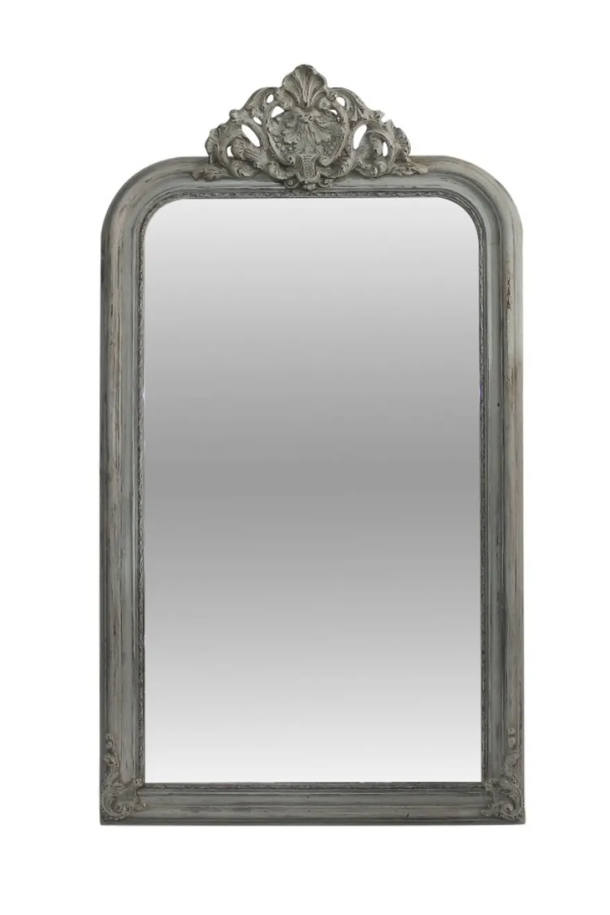 Casa Padrino Antikstil Wandspiegel in Grau – Massives Luxus Design – 90 x H. 160 cm