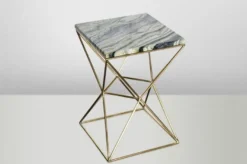 Casa Padrino Art Deco Beistelltisch Gold Metall / Marmor 35 x 35 cm - Jugendstil Tisch