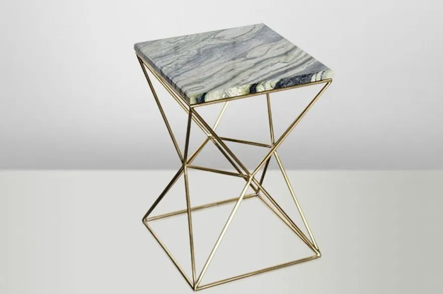 Casa Padrino Art Deco Beistelltisch Gold Metall / Marmor 35 x 35 cm - Jugendstil Tisch