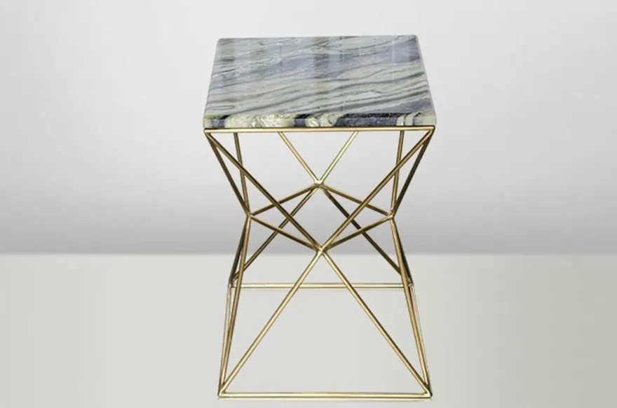 Casa Padrino Art Deco Beistelltisch Gold Metall / Marmor 35 x 35 cm - Jugendstil Tisch