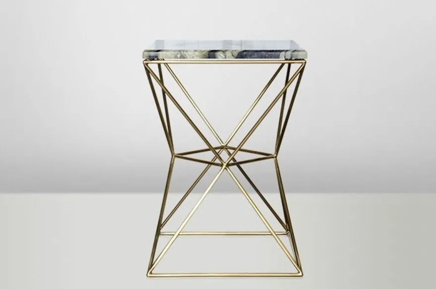 Casa Padrino Art Deco Beistelltisch Gold Metall / Marmor 35 x 35 cm - Jugendstil Tisch