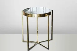 Casa Padrino Art Deco Beistelltisch Gold Metall / Marmor 65 x 65 cm - Jugendstil Tisch - Blumenständer