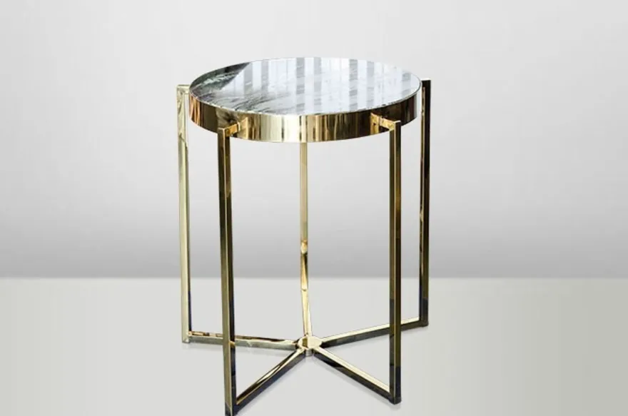 Casa Padrino Art Deco Beistelltisch Gold Metall / Marmor 65 x 65 cm - Jugendstil Tisch - Blumenständer