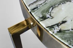 Casa Padrino Art Deco Beistelltisch Gold Metall / Marmor 65 x 65 cm - Jugendstil Tisch - Blumenständer