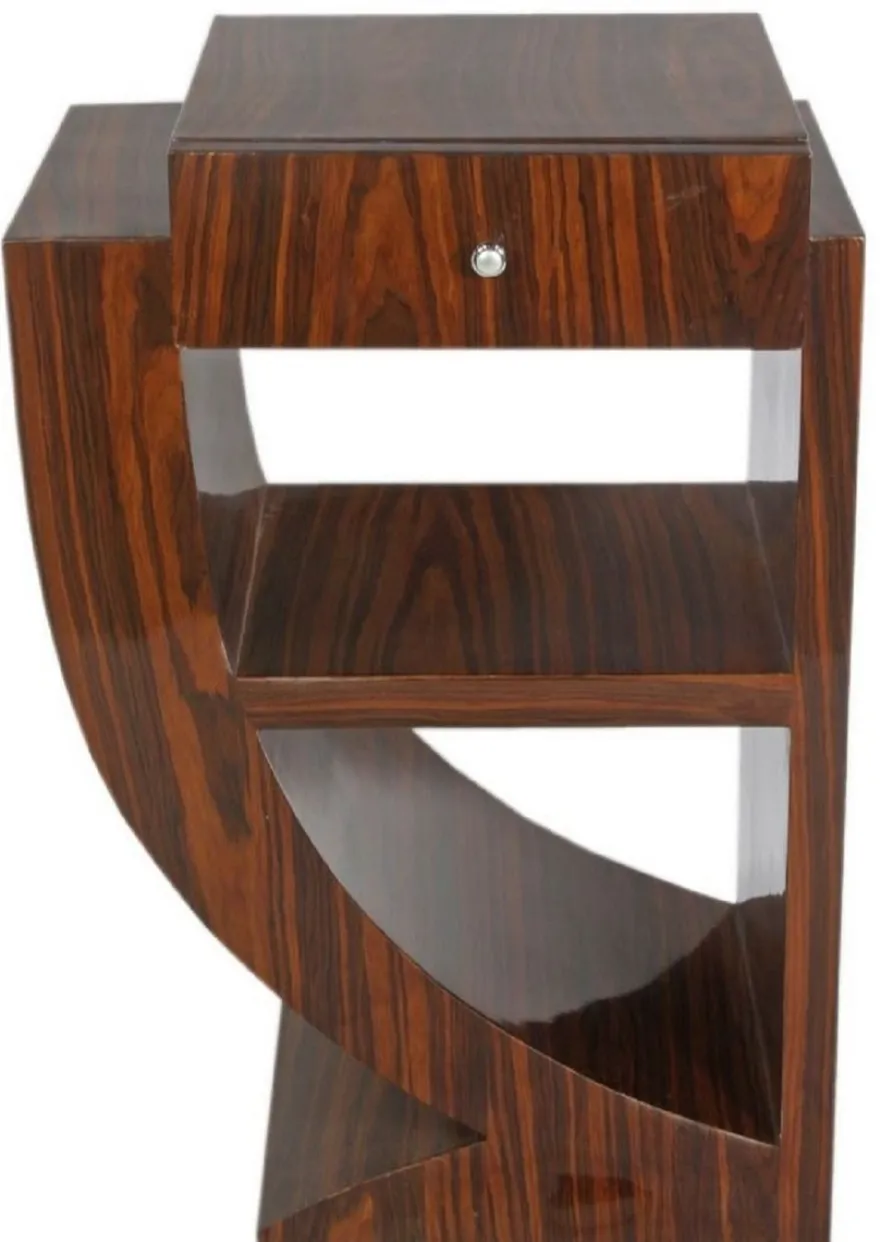 Casa Padrino Art Deco Beistelltisch Set Braun 50 x 40 x H. 75 cm - Mahagoni Beistelltische mit Schublade - Nachttische - Luxus Qualität