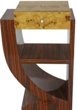 Casa Padrino Art Deco Beistelltisch Set Braun / Hellbraun 50 x 40 x H. 75 cm - Mahagoni & Wurzelholz Beistelltische mit Schublade - Nachttische - Luxus Qualität