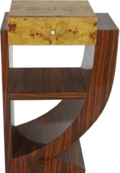 Casa Padrino Art Deco Beistelltisch Set Braun / Hellbraun 50 x 40 x H. 75 cm - Mahagoni & Wurzelholz Beistelltische mit Schublade - Nachttische - Luxus Qualität