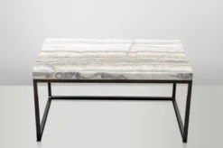 Casa Padrino Art Deco Beistelltisch Onyx / Metall 80 x 50 x 40 cm - Jugendstil Couchtisch