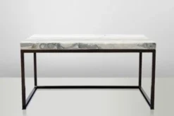 Casa Padrino Art Deco Beistelltisch Onyx / Metall 80 x 50 x 40 cm - Jugendstil Couchtisch