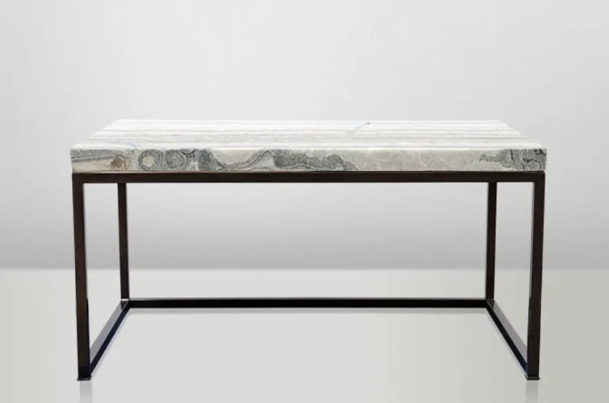 Casa Padrino Art Deco Beistelltisch Onyx / Metall 80 x 50 x 40 cm - Jugendstil Couchtisch