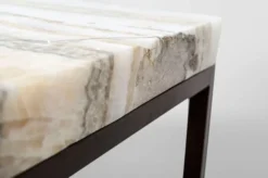 Casa Padrino Art Deco Beistelltisch Onyx / Metall 80 x 50 x 40 cm - Jugendstil Couchtisch