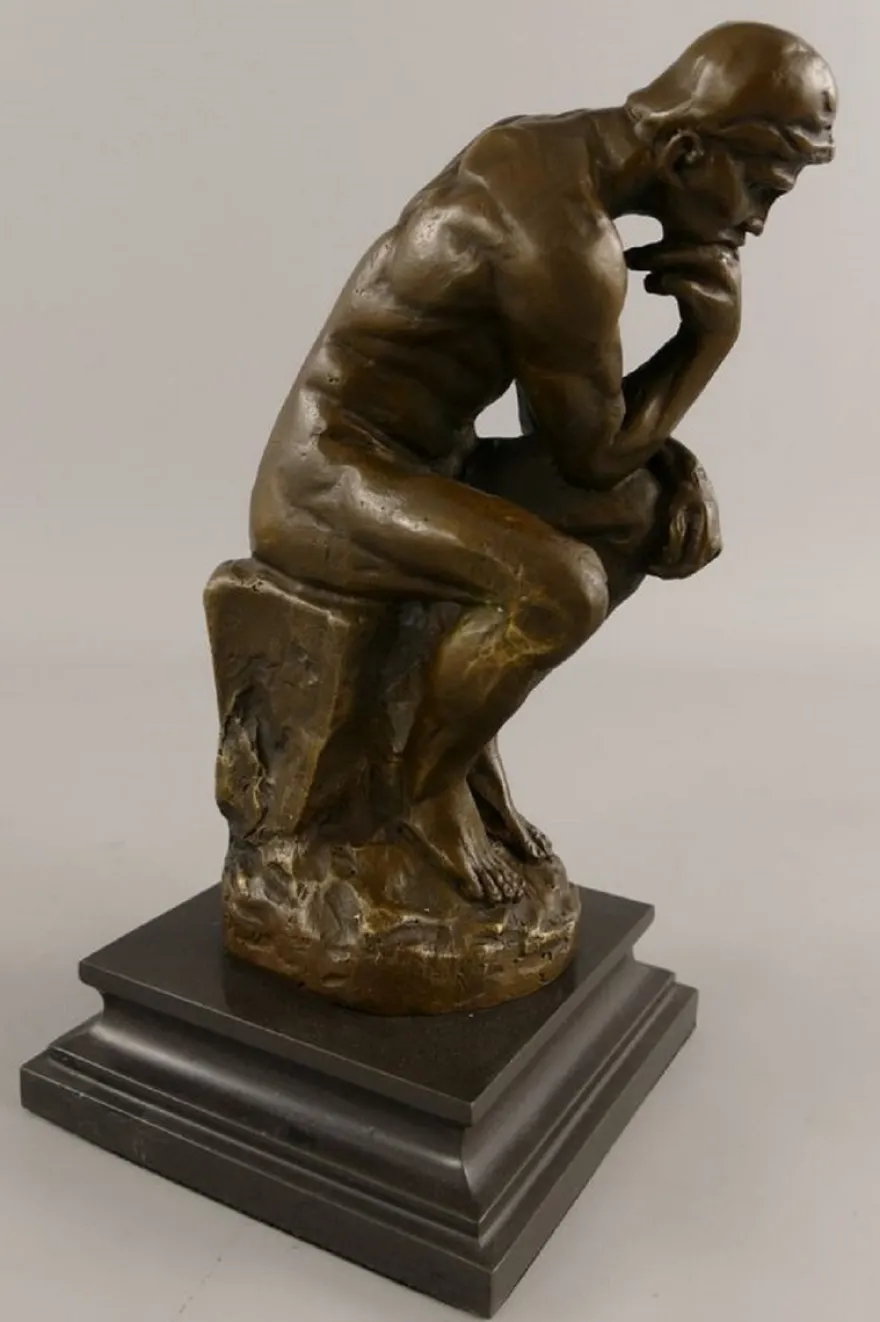 Casa Padrino Art Deco Bronze Deko Figur Der Denker Bronze / Schwarz H. 26 cm