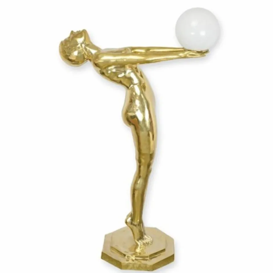 Casa Padrino Art Deco Bronze Stehleuchte Gold / Weiß H. 150 cm - Art Deco Leuchten