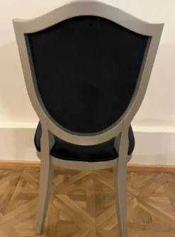Casa Padrino Art Deco Esszimmer Stuhl Schwarz / Silber - Art Deco Esszimmer Möbel