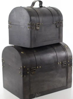 Casa Padrino Art Deco Holz Lunchbox Set Schwarz - Wohnzimmer Dekoration