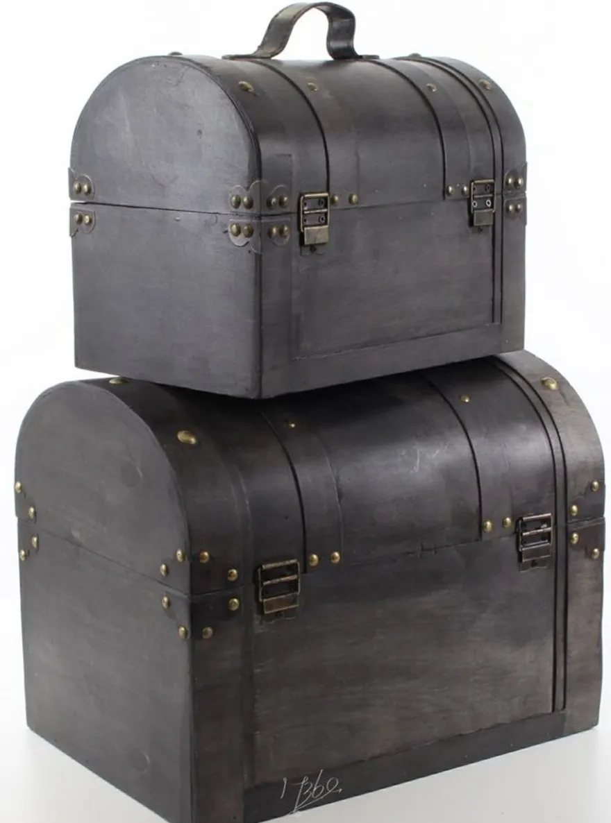 Casa Padrino Art Deco Holz Lunchbox Set Schwarz - Wohnzimmer Dekoration